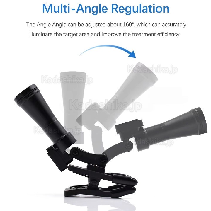 5W 歯科用ワイヤレスクリップオンLEDヘッドライト（マグネット式バッテリー2個付き、60000lux）